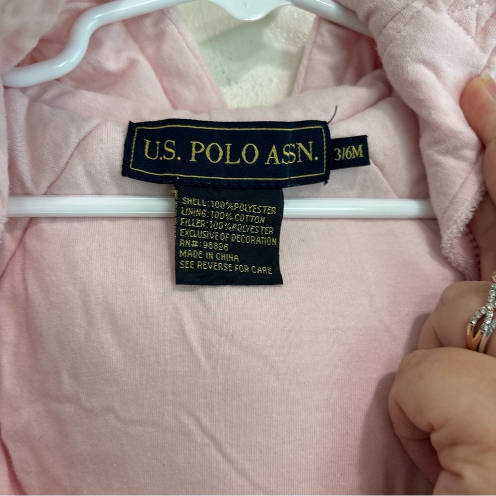 US Polo Aasn baby girl bunting snowsuit pink 3-6 months double zip up soft - Picture 4 of 5